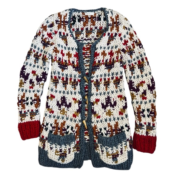 Anthropologie Sleeping On Snow Women’s Sz M Long Knit Cardigan Sweater Nordic - Picture 2 of 12